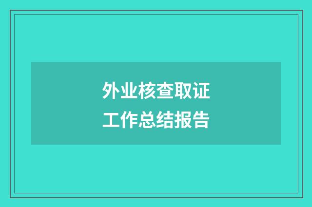 外业核查取证工作总结报告