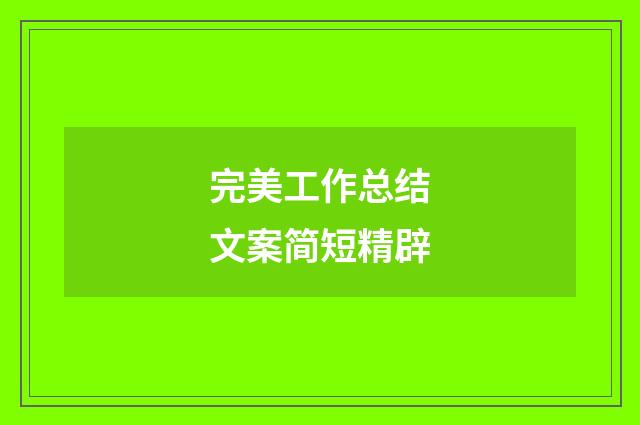 完美工作总结文案简短精辟