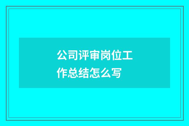 公司评审岗位工作总结怎么写