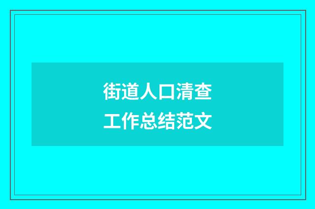 街道人口清查工作总结范文