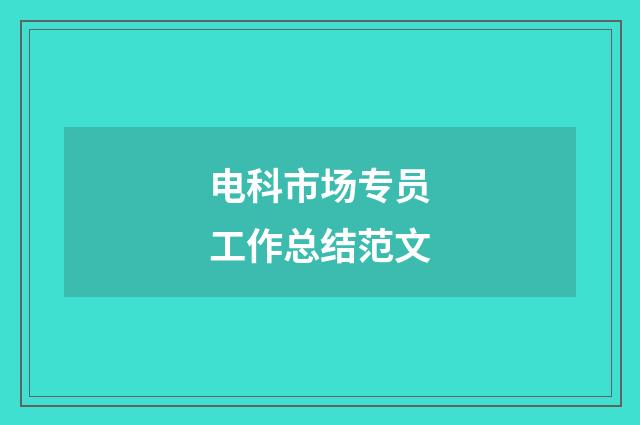 电科市场专员工作总结范文