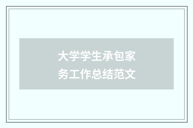 大学学生承包家务工作总结范文