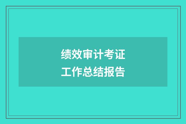 绩效审计考证工作总结报告