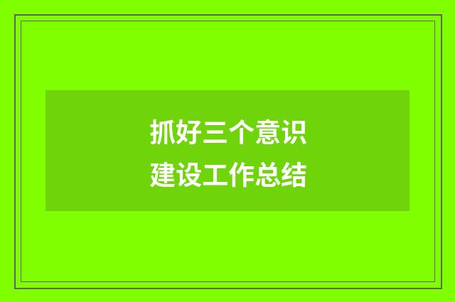 抓好三个意识建设工作总结