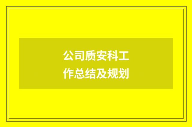 公司质安科工作总结及规划