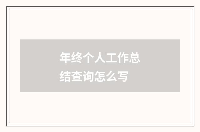 年终个人工作总结查询怎么写