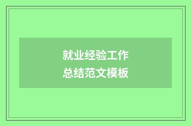 就业经验工作总结范文模板