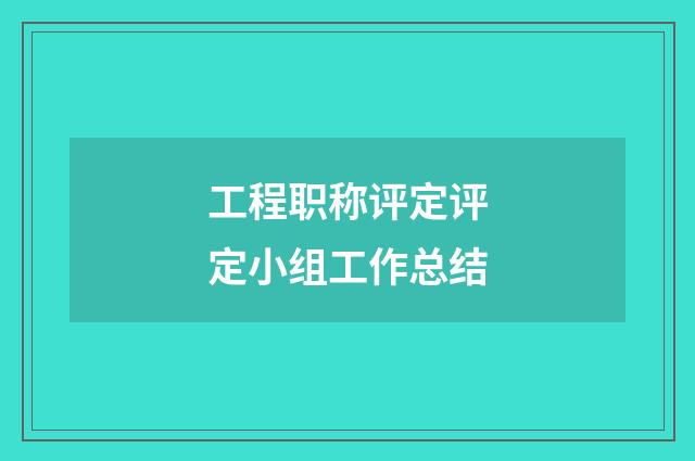 工程职称评定评定小组工作总结