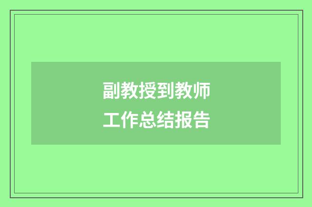 副教授到教师工作总结报告
