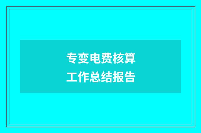 专变电费核算工作总结报告