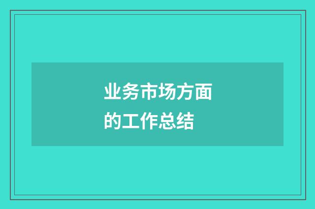 业务市场方面的工作总结