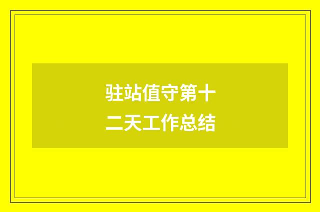 驻站值守第十二天工作总结