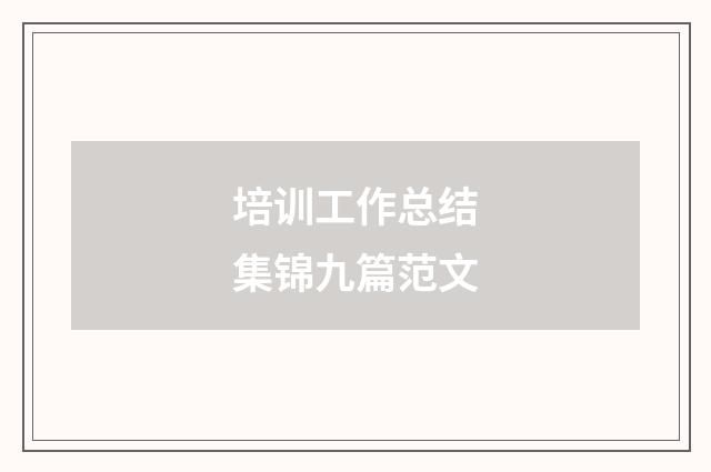 培训工作总结集锦九篇范文