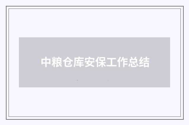 中粮仓库安保工作总结