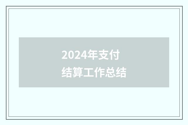 2024年支付结算工作总结