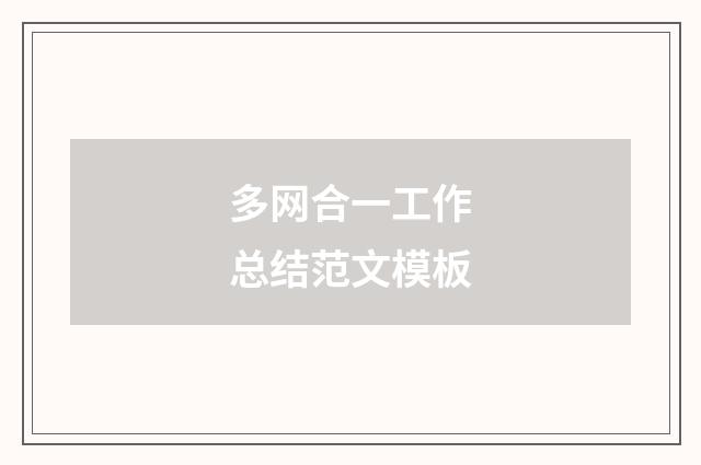多网合一工作总结范文模板