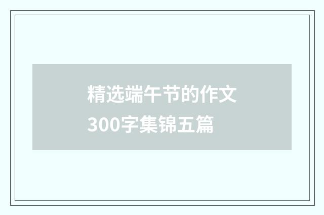 精选端午节的作文300字集锦五篇