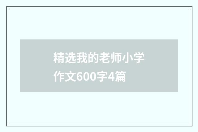 精选我的老师小学作文600字4篇