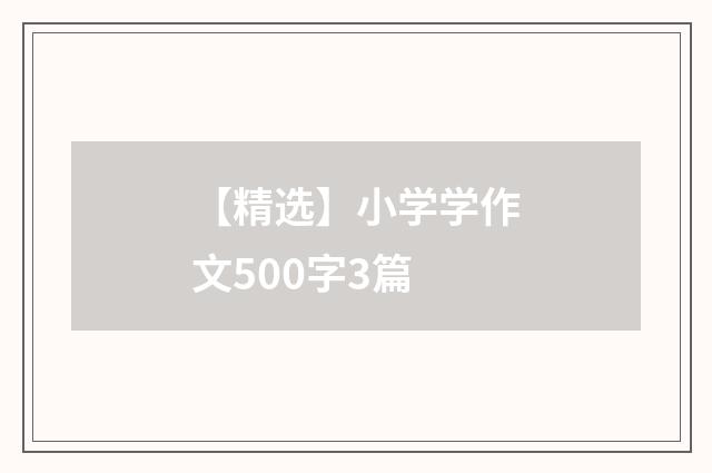 【精选】小学学作文500字3篇