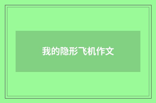 我的隐形飞机作文