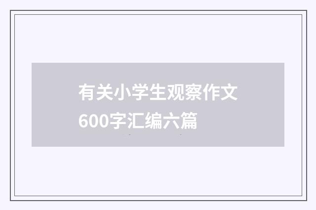 有关小学生观察作文600字汇编六篇