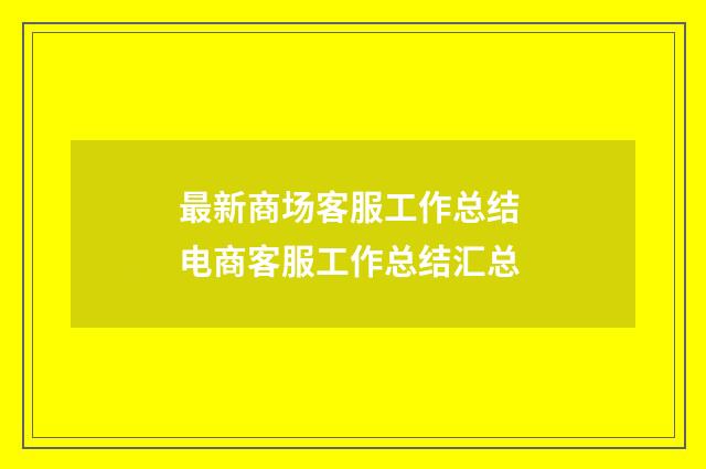 最新商场客服工作总结 电商客服工作总结汇总