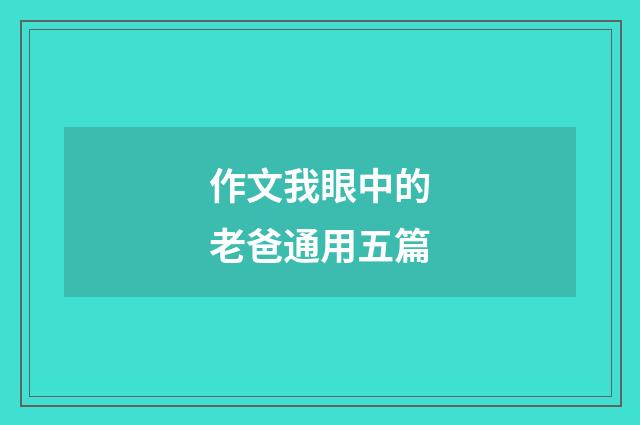 作文我眼中的老爸通用五篇