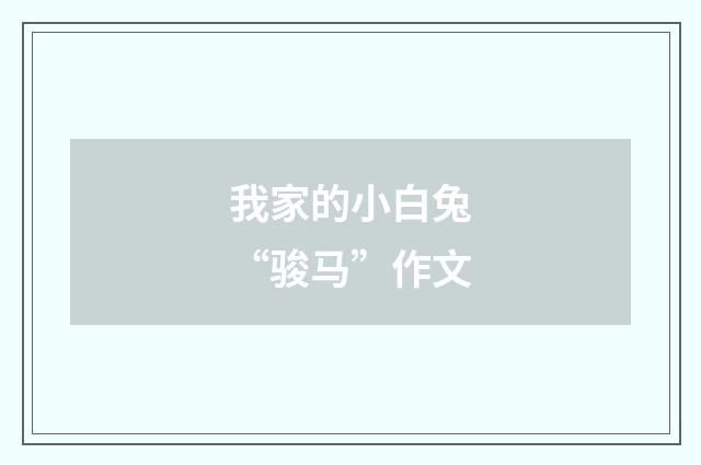 我家的小白兔“骏马”作文