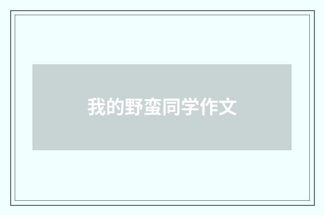 我的野蛮同学作文