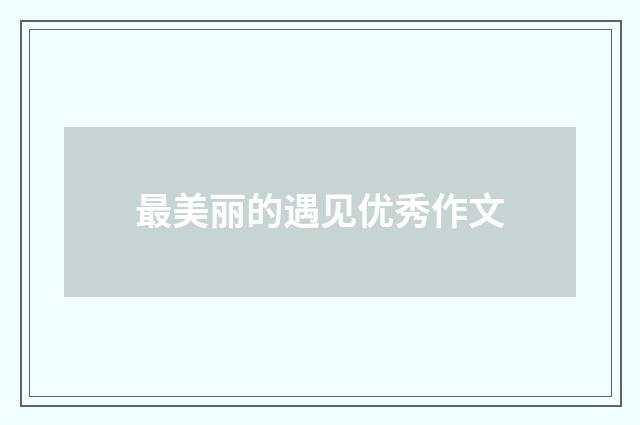 最美丽的遇见优秀作文