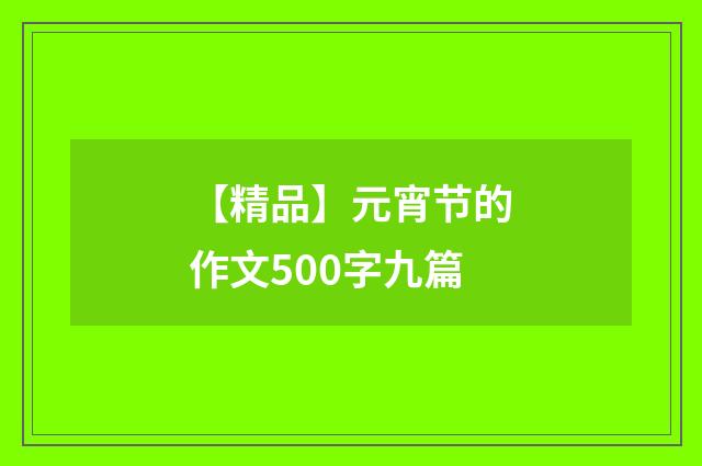 【精品】元宵节的作文500字九篇