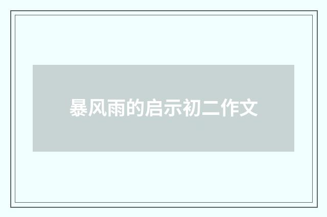 暴风雨的启示初二作文