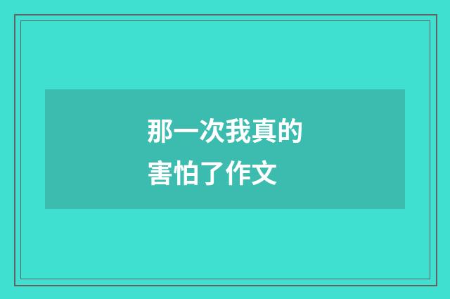 那一次我真的害怕了作文