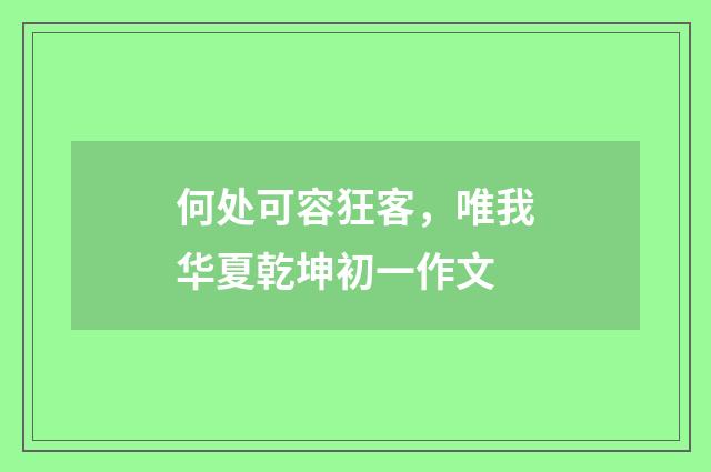 何处可容狂客,唯我华夏乾坤初一作文