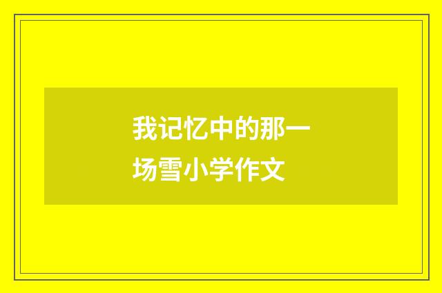 我记忆中的那一场雪小学作文