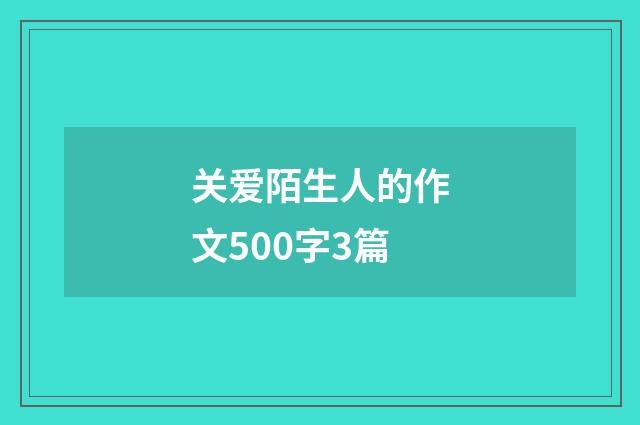 关爱陌生人的作文500字3篇