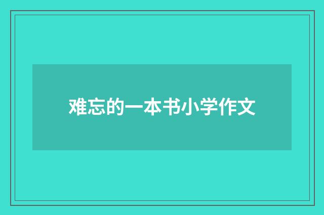 难忘的一本书小学作文