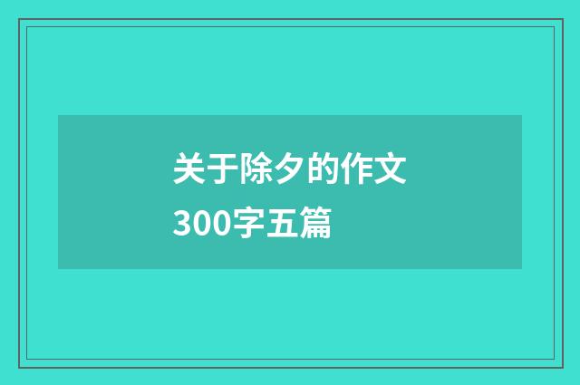 关于除夕的作文300字五篇