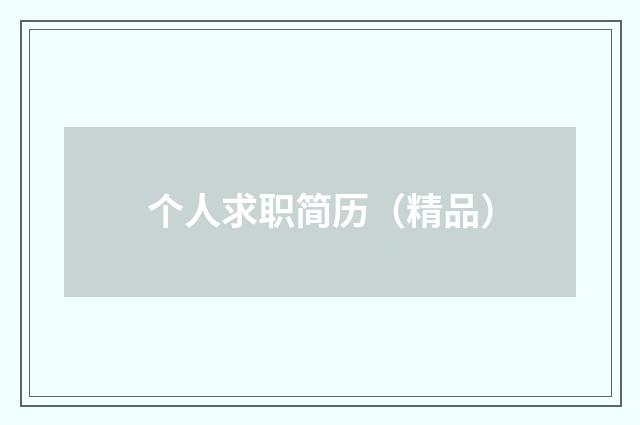 个人求职简历(精品)
