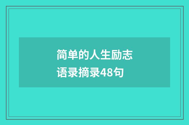 简单的人生励志语录摘录48句