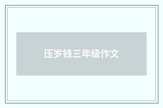 压岁钱三年级作文