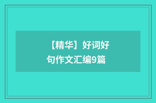 【精华】好词好句作文汇编9篇