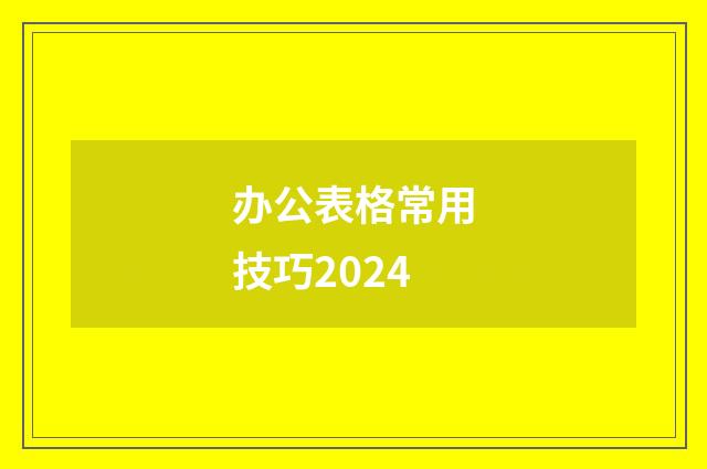 办公表格常用技巧2024