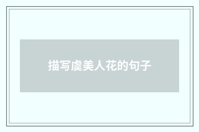 描写虞美人花的句子