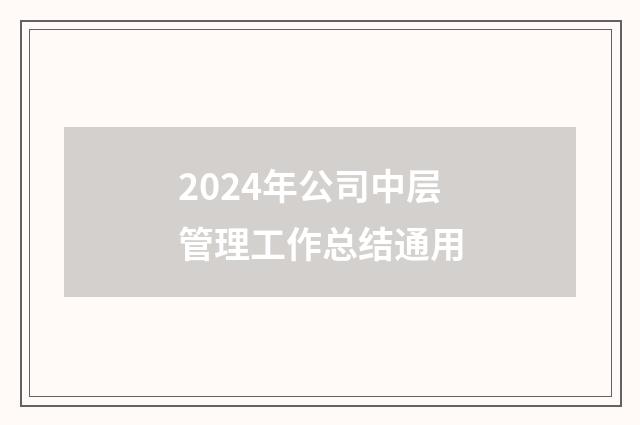 2024年公司中层管理工作总结通用