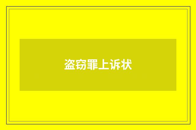 盗窃罪上诉状