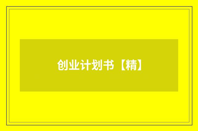 创业计划书【精】