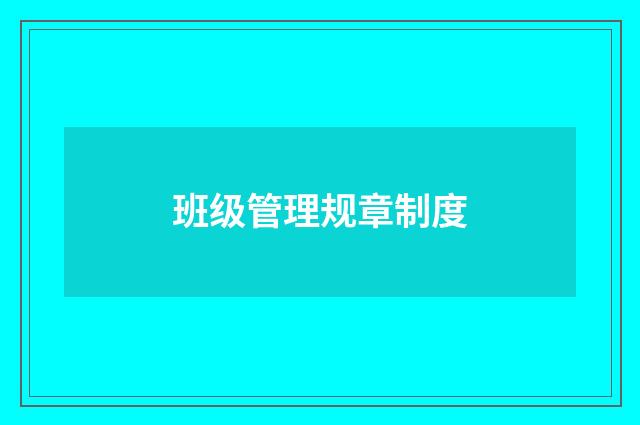 班级管理规章制度