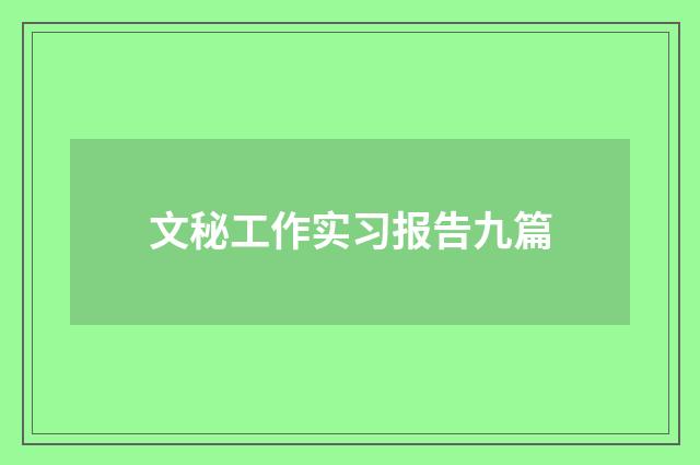 文秘工作实习报告九篇