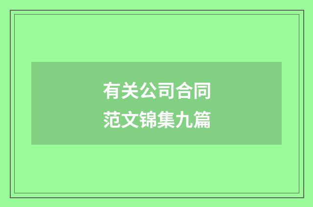 有关公司合同范文锦集九篇